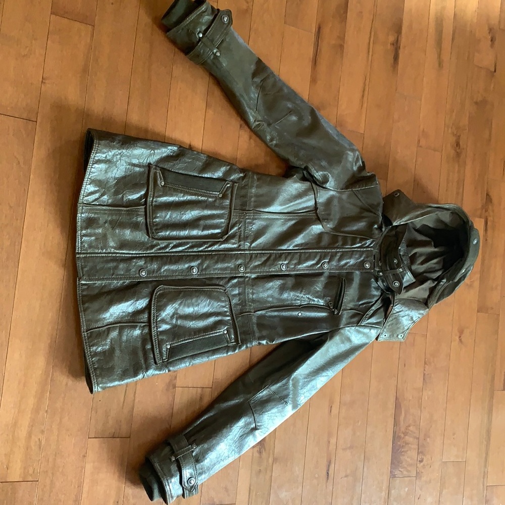 Green Danier Leather coat size 3xs